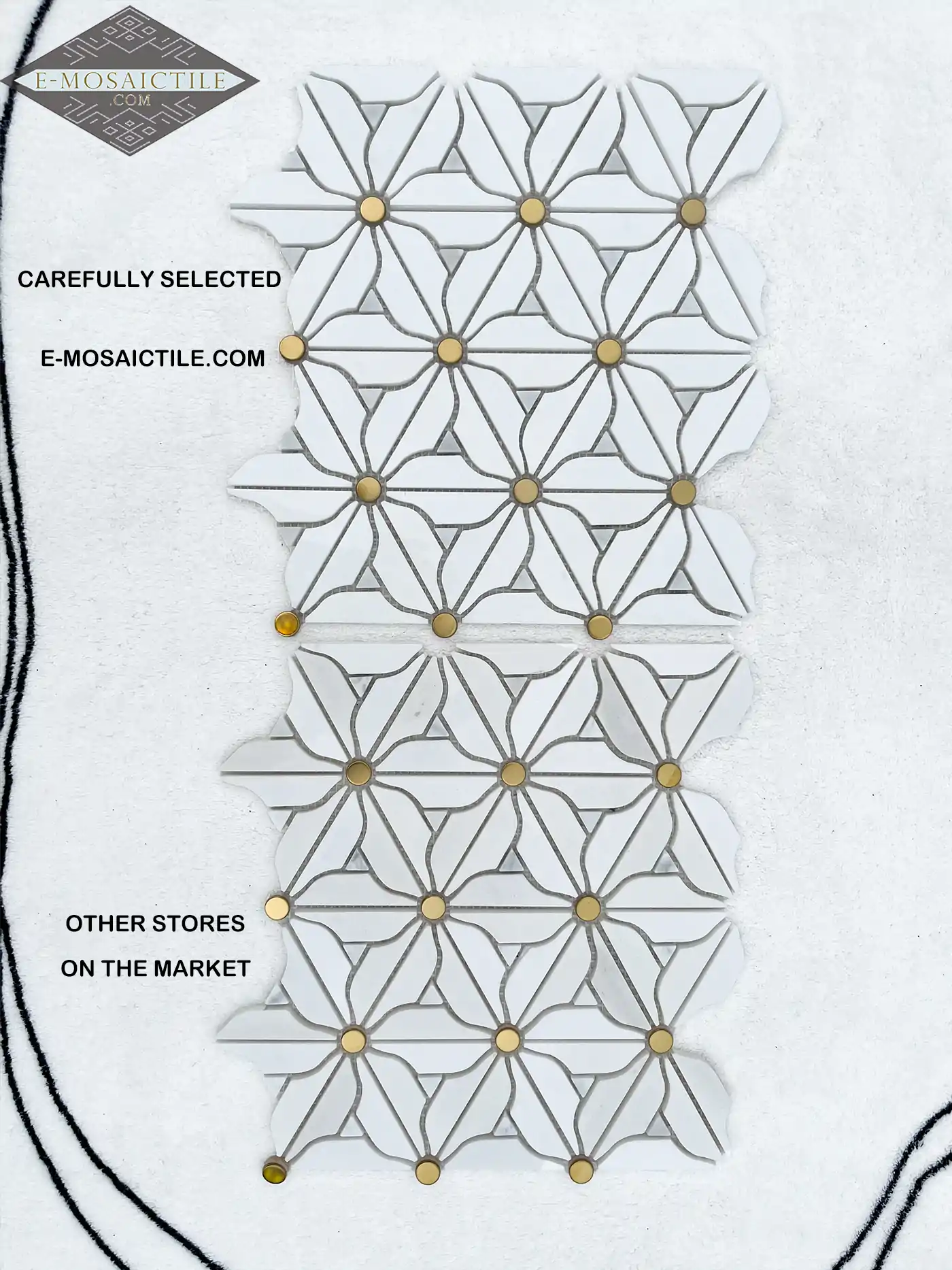 White Marble Tiles Flower Tiles Emosaictile 5 10.28